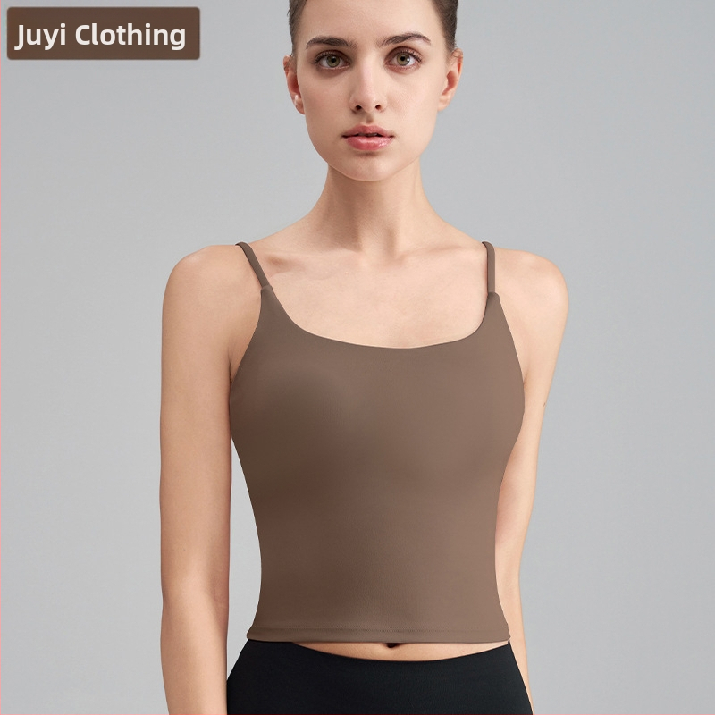 OTSA Dámska integrovaná camisole športová podprsenka pre Pilates/Yoga – 2024, Quick-Dry Nylon-Spandex, 80/20, stredná dĺžka, s vloženou výstelkou