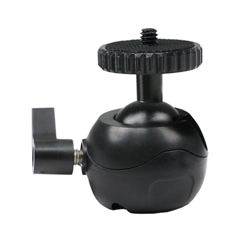 Trepied mic portabil cu gimbal sferic universal pentru DSLR/mirrorless și telefon — aliaj de aluminiu + plastic, rotație orizontală 360°, înclinare verticală 90°, 55 g