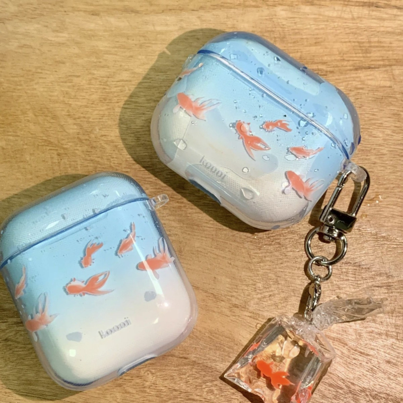 TPU tvrdi kućište za AirPods Pro 3. generacije, dizajn crtane ribe, prozirno