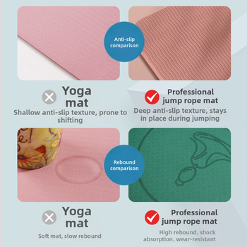 Podložka na skákanie lanom so zvukovou izoláciou a protišmytovou plochou, TPE joga podložka, hmotnosť 500–700 g, hrúbka 8/10/15 mm
