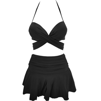 Ainifry Bikini set od tri dijela: gornji dio s podrškom i push-up efektom, suknja visokog struka, najlon tkanina, podstava od poliestera s elastanom
