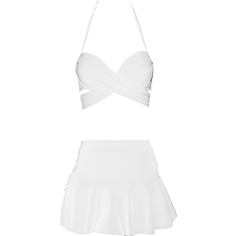 Ainifry Bikini set od tri dijela: gornji dio s podrškom i push-up efektom, suknja visokog struka, najlon tkanina, podstava od poliestera s elastanom
