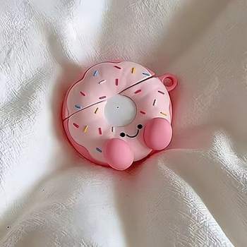Etui din silicon pentru AirPods, cu design donut zâmbitor – compatibil cu AirPods 4-a generație și AirPods Pro 2, stil desen animat, turnare prin injecție