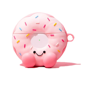 Etui din silicon pentru AirPods, cu design donut zâmbitor – compatibil cu AirPods 4-a generație și AirPods Pro 2, stil desen animat, turnare prin injecție