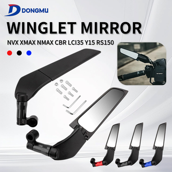 Motorkerékpár visszapillantó tükör - univerzális, alumíniumötvözet + üveg, négyzet alakú tükör, modell HP-J046, elülső és hátulsó rögzítés, ingázáshoz