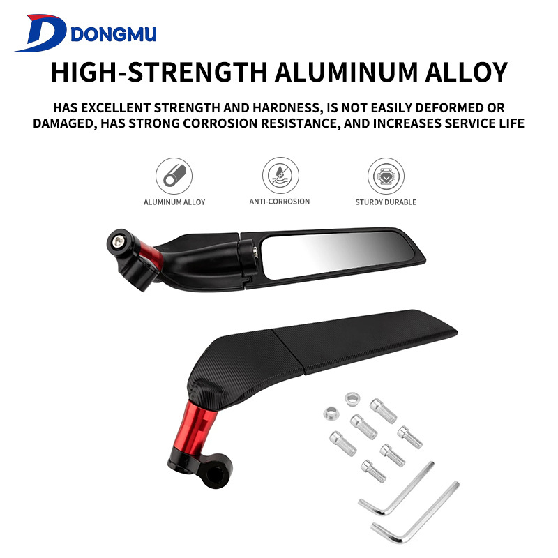 Motorkerékpár visszapillantó tükör - univerzális, alumíniumötvözet + üveg, négyzet alakú tükör, modell HP-J046, elülső és hátulsó rögzítés, ingázáshoz