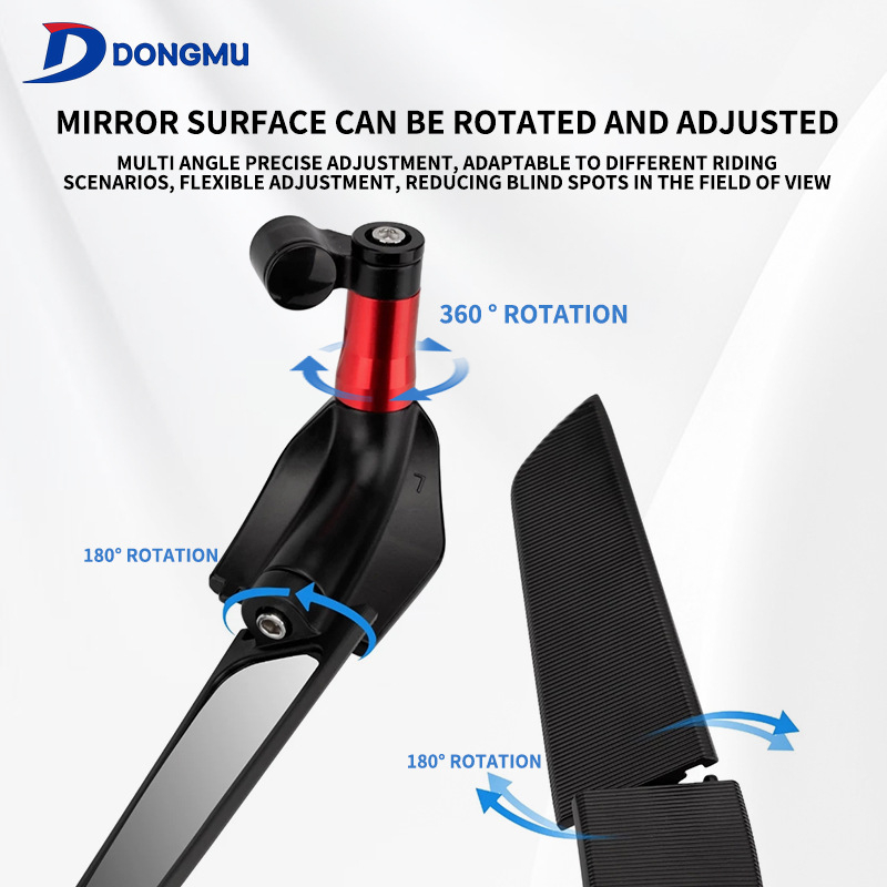 Motorkerékpár visszapillantó tükör - univerzális, alumíniumötvözet + üveg, négyzet alakú tükör, modell HP-J046, elülső és hátulsó rögzítés, ingázáshoz