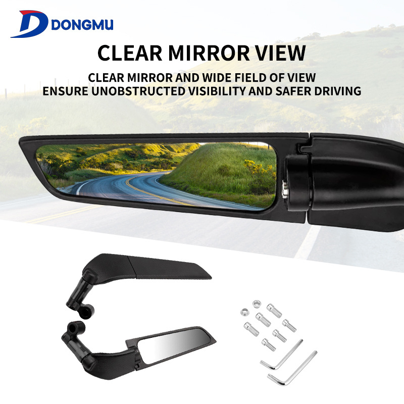 Motorkerékpár visszapillantó tükör - univerzális, alumíniumötvözet + üveg, négyzet alakú tükör, modell HP-J046, elülső és hátulsó rögzítés, ingázáshoz