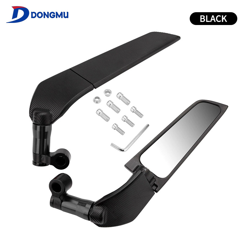 Motorkerékpár visszapillantó tükör - univerzális, alumíniumötvözet + üveg, négyzet alakú tükör, modell HP-J046, elülső és hátulsó rögzítés, ingázáshoz