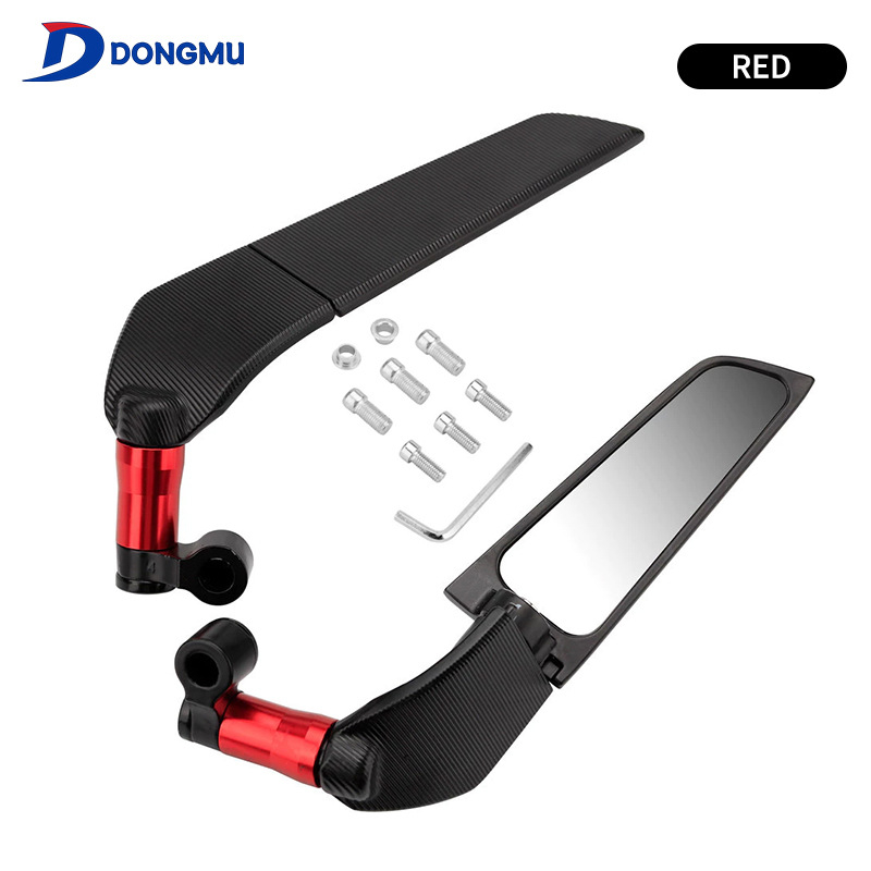 Motorkerékpár visszapillantó tükör - univerzális, alumíniumötvözet + üveg, négyzet alakú tükör, modell HP-J046, elülső és hátulsó rögzítés, ingázáshoz