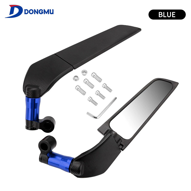 Motorkerékpár visszapillantó tükör - univerzális, alumíniumötvözet + üveg, négyzet alakú tükör, modell HP-J046, elülső és hátulsó rögzítés, ingázáshoz