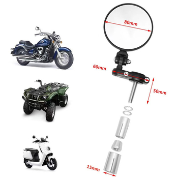 Motorkerékpár retró hajtogatható hátsó tükör, alumíniumötvözet, kerek tükör, modell H-001-B