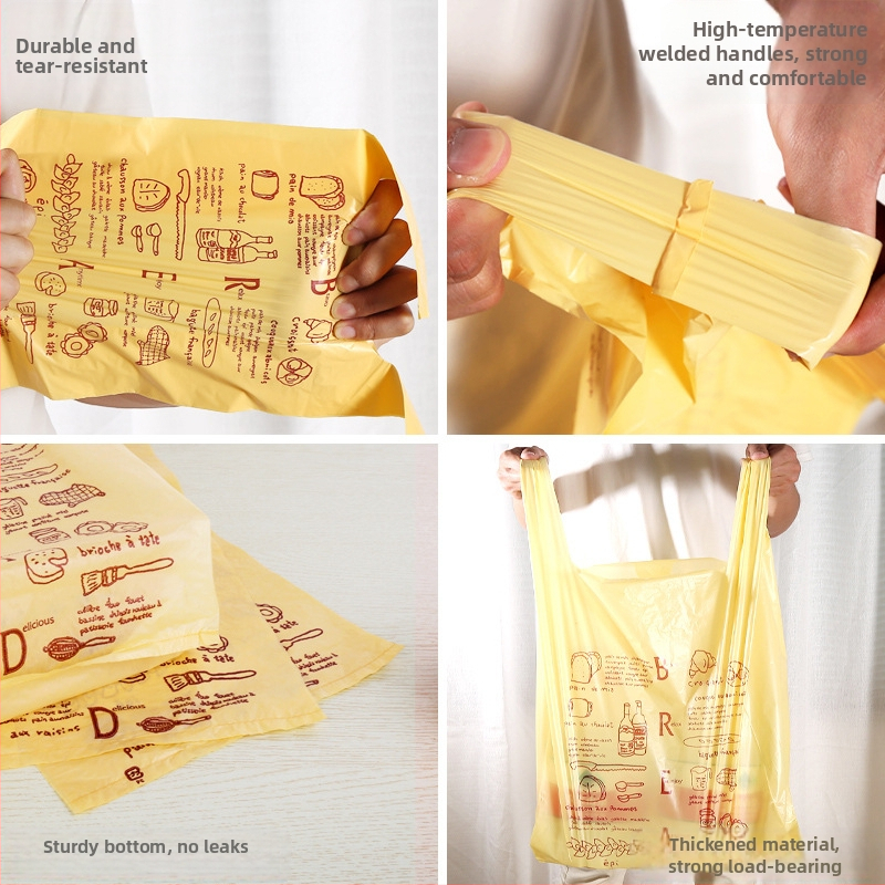 Обработена и принтирана дебела торба-жилетка за магазини; код: Knife and fork vest bag; произход: Zhongshan, Guangdong; марка: Treasure bag; дневна мощност: 500000 бр.; употреби: храни, подаръци, обща и индустриална опаковка