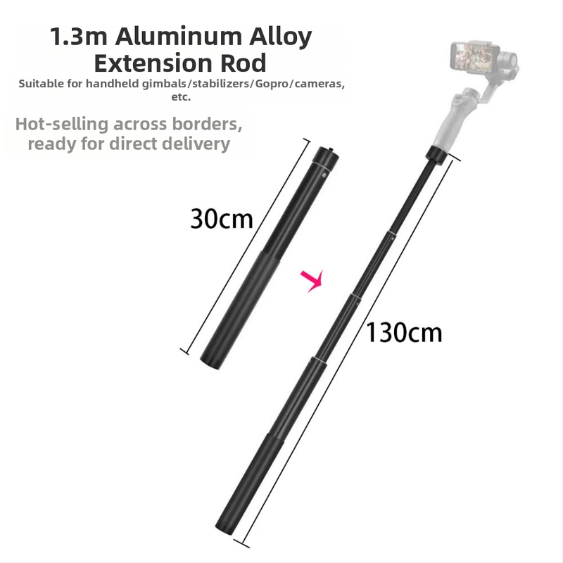 Ruby YC130 Hliníková zliatina, ručná gimba selfie tyč s teleskopickým predĺžením, 5 sekcií, zaťaženie 2–5 kg, kompatibilné s gimbalom a stabilizátorom kamery