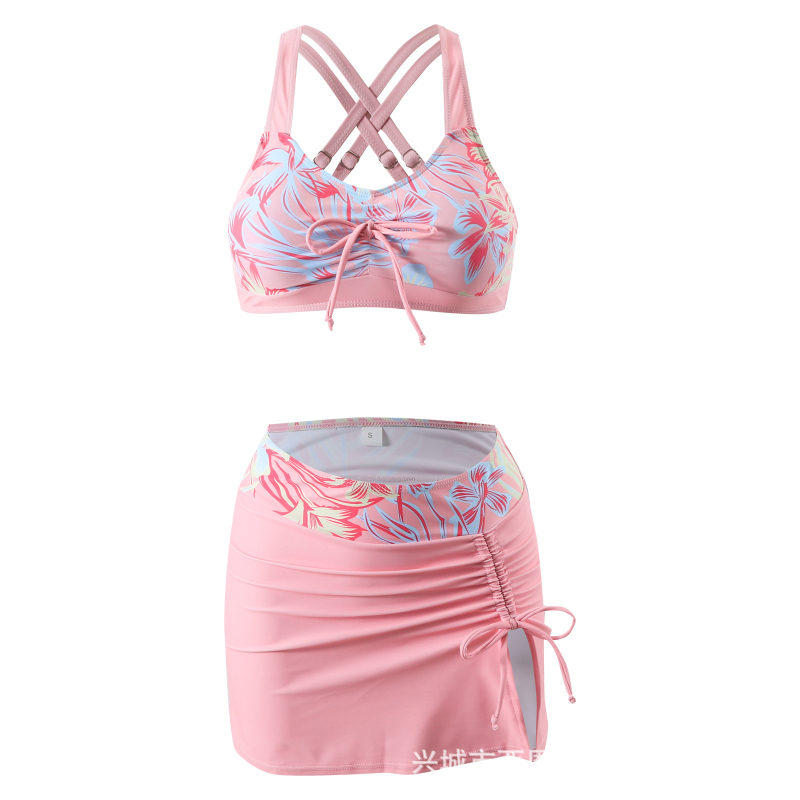 Trodjelni bikini set visokim strukom, s printom, brzo sušenje, jastučići za grudi, 85% poliester, podstava 95%, težina 195 g