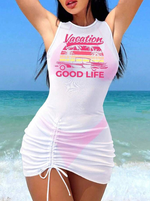trokomponentni bikini set za žene s otiskom, poliester tkanina i poliester podstava, za plivanje