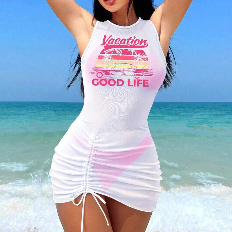 trokomponentni bikini set za žene s otiskom, poliester tkanina i poliester podstava, za plivanje