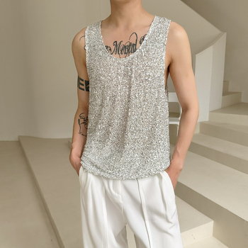 Bez rukava potkošulja-maјica, opuštenog kroja, poliester-elastan smjesa, sweat vest stil, korejski stil, pravi završetak
