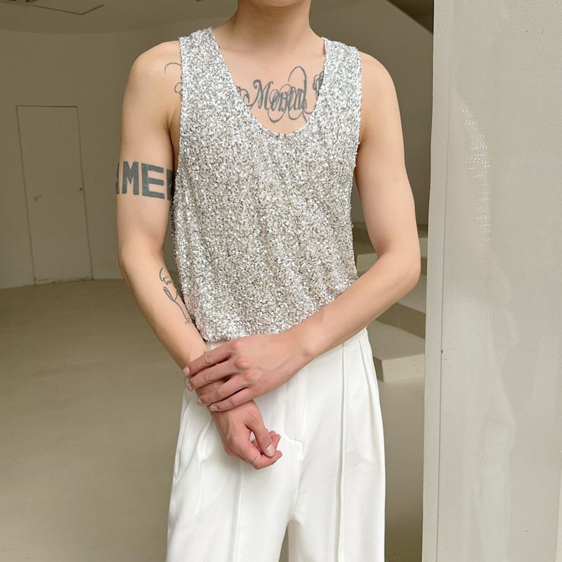 Bez rukava potkošulja-maјica, opuštenog kroja, poliester-elastan smjesa, sweat vest stil, korejski stil, pravi završetak