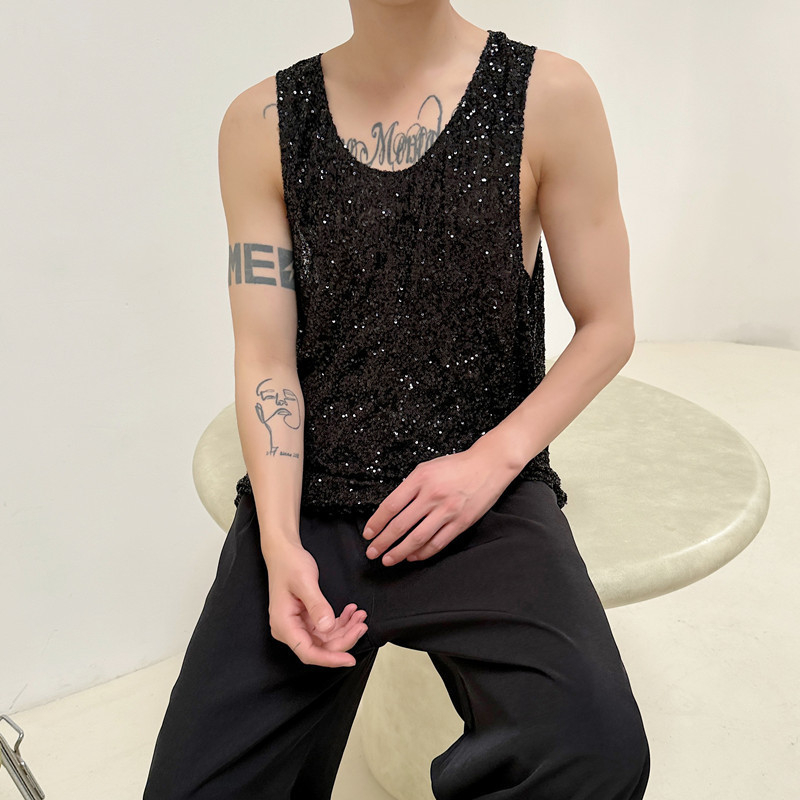 Bez rukava potkošulja-maјica, opuštenog kroja, poliester-elastan smjesa, sweat vest stil, korejski stil, pravi završetak