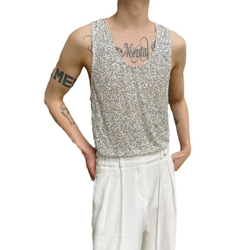 Bez rukava potkošulja-maјica, opuštenog kroja, poliester-elastan smjesa, sweat vest stil, korejski stil, pravi završetak