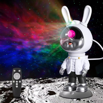 Noćna lampica s projekcijom, dizajn svemirskog zeca-astronauta i atmosfera zvjezdanog neba, LED laserska pozornica (5V, PVC sjenilo, napajanje iz utičnice, otisnuti logo, bez inteligentne kontrole)