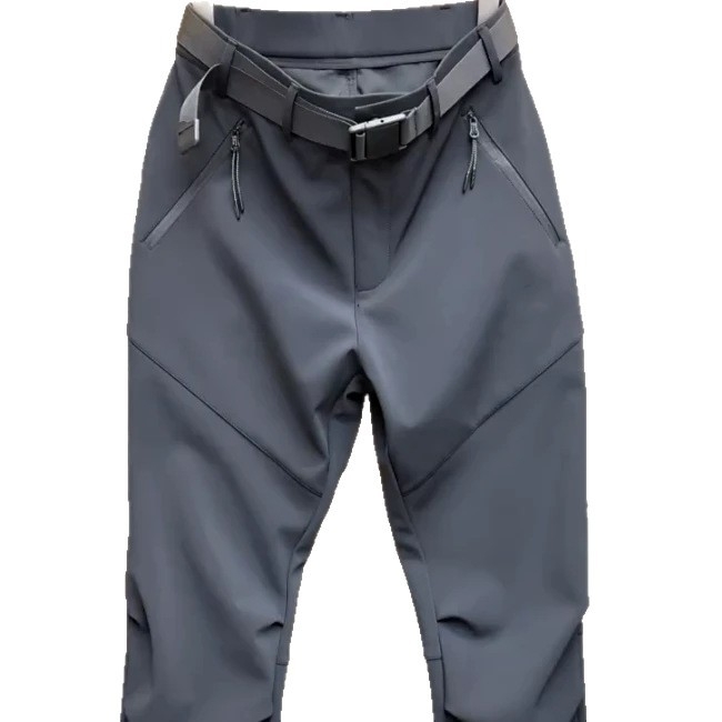 Muške outdoor hlače od softshell, vodootporne, slim-fit, poliester, mikro-elastične, ravni kroj