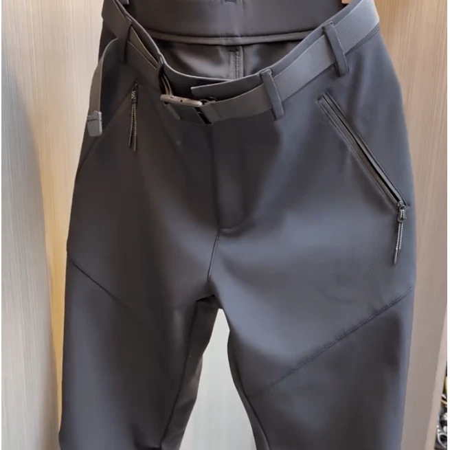 Muške outdoor hlače od softshell, vodootporne, slim-fit, poliester, mikro-elastične, ravni kroj
