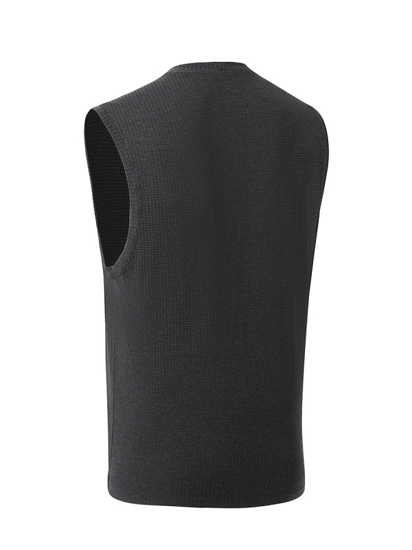 Sportska prsluk bez rukava - labav kroj, prugasti uzorak, poliester/nylon tkanina, ljeto, 3D patch džep