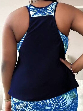 Tankini kupaći set s patchwork printom, bez rukava, s jastučićem za prsa i bez čelične potpore, tkanina 82% poliester, 18% elastan; podstava 95% poliester, 5% elastan
