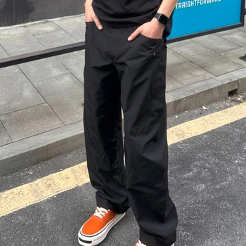 Pantaloni casual drepți pentru bărbați, talie medie, țesătură subțire, uscare rapidă, amestec poliester-acril