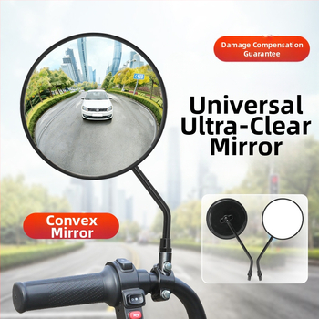 Elektrické spätné zrkadlo na motorku s fish-eye širokouhlým konvexným zrkadlom, vysoké rozlíšenie, veľké zorné pole, univerzálne anti-glare
