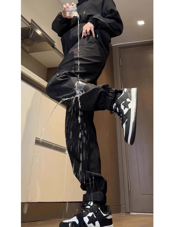 Pantaloni de lucru pentru bărbați, căptuți cu fleece, impermeabili și antivânt, talie elastică, închidere cu șnur