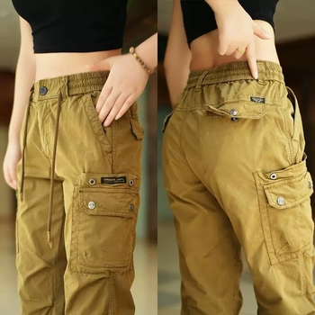 Pantaloni casual bărbați, croială dreaptă, talie medie, șnur în talie, buzunare decorative, uni, țesătură twill poliester