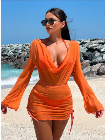 Trojedjelni bikini set s halter vratom, jastučići za prsa, poliester