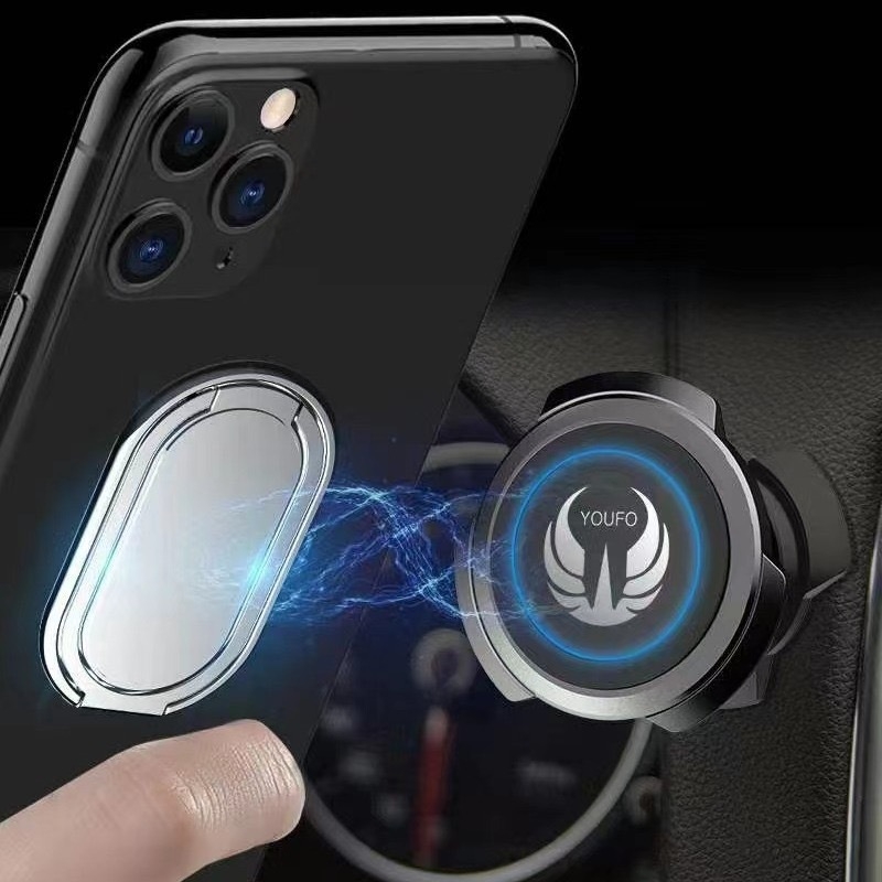 Okrugli metalni prsten za telefon s 360° rotacijom i sklopnim dizajnom, univerzalni stražnji ljepljivi nosač za telefon s mogućnošću prilagođenog logotipa