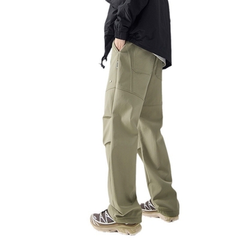 Pantaloni outdoor în stil parașutiști, bărbați, iarna 2024, croială dreaptă, căptuți cu fleece, cu curea