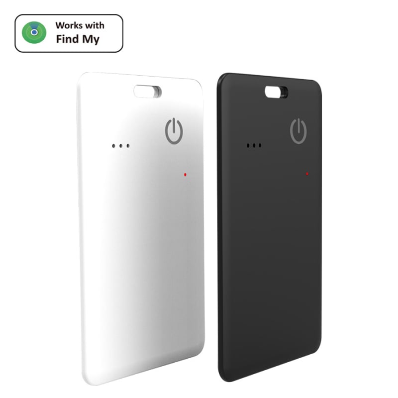 Sistem de localizare în timp real, în format card, cu baterie reîncărcabilă și tehnologie ultrasonică, pentru obiecte și animale de companie, model TR208, compatibil iOS, încărcare fără fir, 110 mAh, rază 40 m, dimensiuni 85×54×3 mm