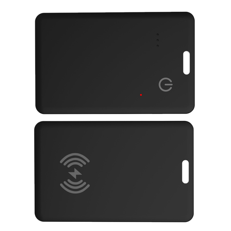 Sistem de localizare în timp real, în format card, cu baterie reîncărcabilă și tehnologie ultrasonică, pentru obiecte și animale de companie, model TR208, compatibil iOS, încărcare fără fir, 110 mAh, rază 40 m, dimensiuni 85×54×3 mm