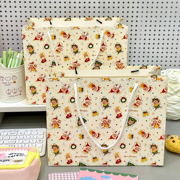 Pungă de cadouri cu design desen animat; carton alb; imprimare; potrivită pentru cadouri generale