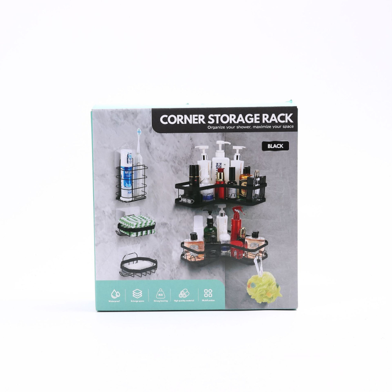 Raft de depozitare triunghiular fără găuri, montat cu ventuză, din oțel carbon, 1 etaj, pentru machiaj, baie și bucătărie, economisește spațiul