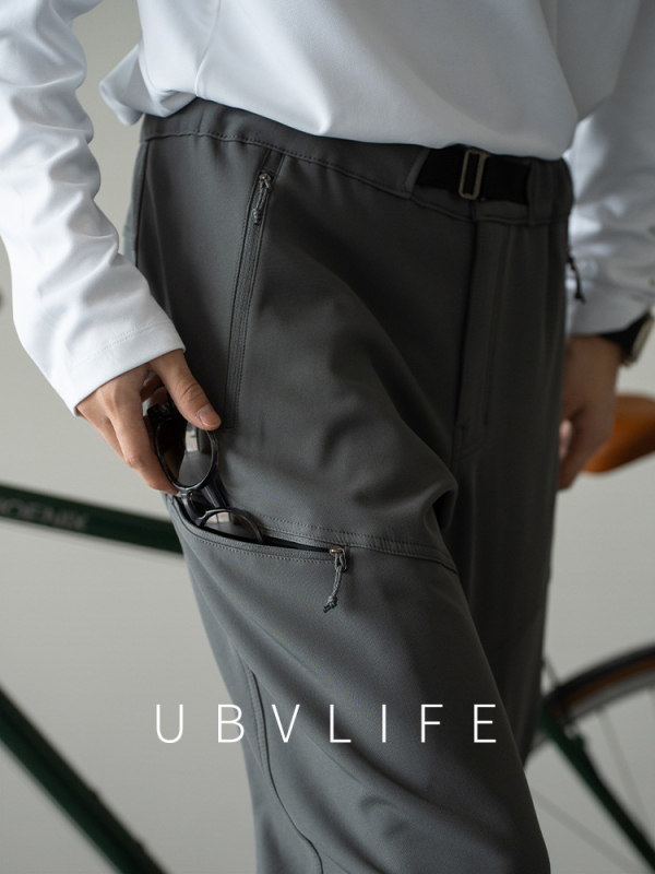 Muške softshell hlače za vanjske aktivnosti, ravni kroj, srednji pojas s pojasom, zatvarač na zatvaranje, debela poliester-spandex tkanina