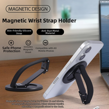 Držač za telefon s rotirajućim magnetskim prstenom i silikonskom narukvicom od aluminijske legure
