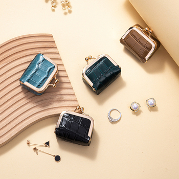 Portofel pentru monede și cutie de bijuterii din piele naturală, din piele de vițel prim-strat, căptușeală din poliester, pentru femei