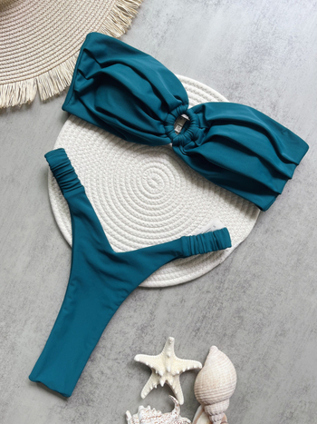Bikini set 2024 s plisiranim detaljem, najlonski materijal, brzo sušenje, visoka elastičnost, jastučići za grudni koš, pamučna podstava