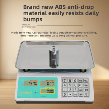 Shenxin 30 kg elektronická váha pre trhové stánky – vysoká presnosť, rozsah merania 10 g–30 kg, model 619 s nerezovým tlačidlom, Napájanie zo siete alebo batérií, Určená na oceňovanie zeleniny