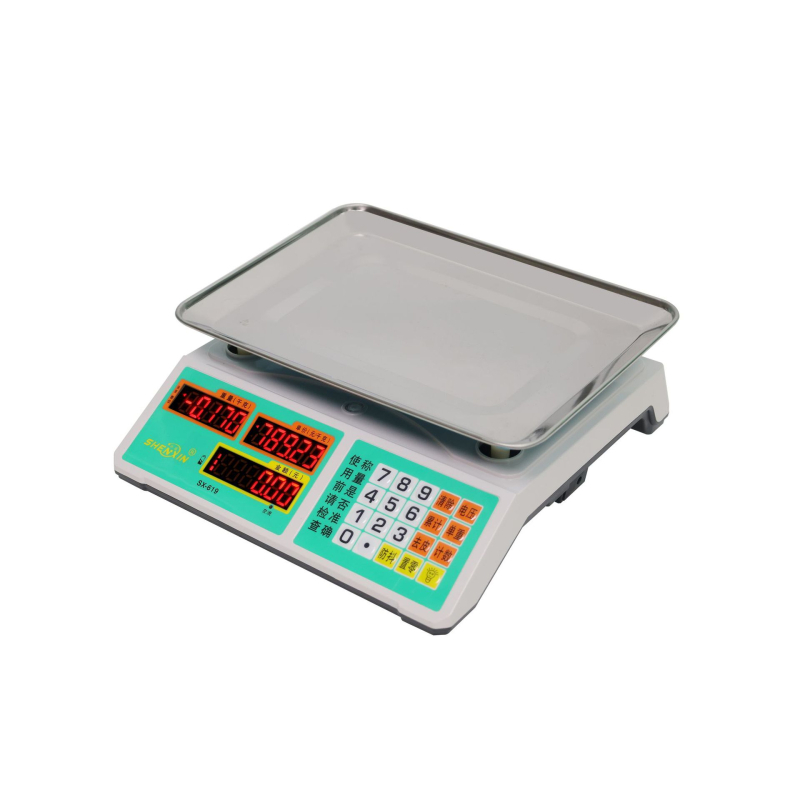 Shenxin 30 kg Cântar electronic pentru tarabele pieței – Înaltă precizie, interval 10 g–30 kg, Model 619 cu buton din oțel inoxidabil, Alimentare: priză sau baterie, Potrivit pentru stabilirea prețurilor la legume