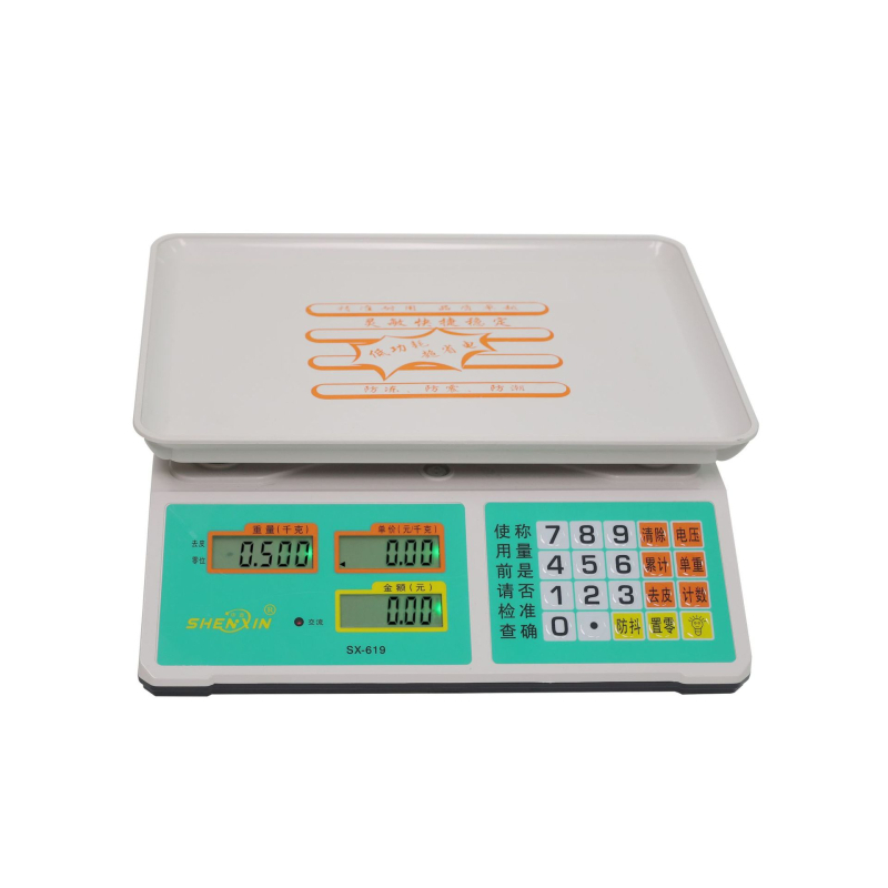 Shenxin 30 kg Cântar electronic pentru tarabele pieței – Înaltă precizie, interval 10 g–30 kg, Model 619 cu buton din oțel inoxidabil, Alimentare: priză sau baterie, Potrivit pentru stabilirea prețurilor la legume