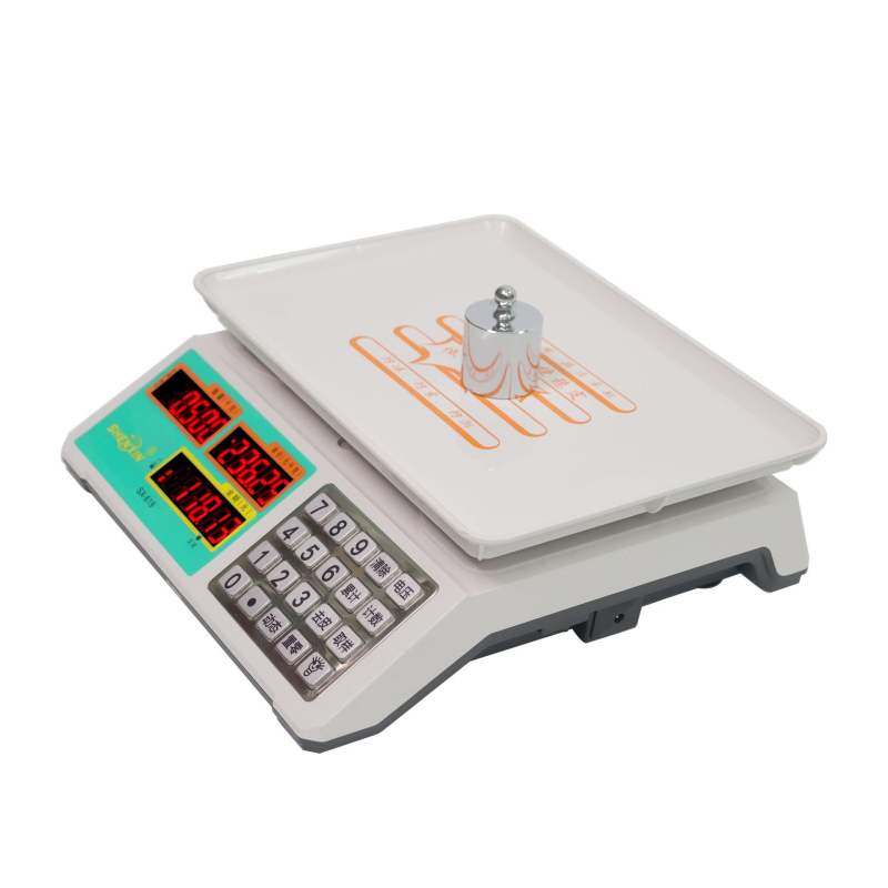 Shenxin 30 kg Cântar electronic pentru tarabele pieței – Înaltă precizie, interval 10 g–30 kg, Model 619 cu buton din oțel inoxidabil, Alimentare: priză sau baterie, Potrivit pentru stabilirea prețurilor la legume