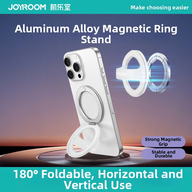 Joyroom magnetski držač za telefon s prstenom, silikon i aluminijska legura, prilagodljiv kut, sklopiva vakuumska osnova